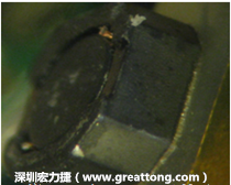 使用銀(Ag)鍍層的電源電感器(Power Inductors)，經(jīng)過推力測試后，零件端點上已經(jīng)看不到任何鍍層的痕跡了，所以其耐推力就比較小。